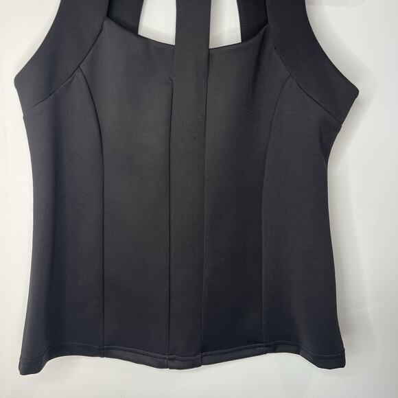 Lady Dutch High Society Size L Black Halter Sleeveless Top - Picture 2 of 8